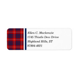 Clan Hamilton Red en Royal Blue Schotse Tartan Etiket