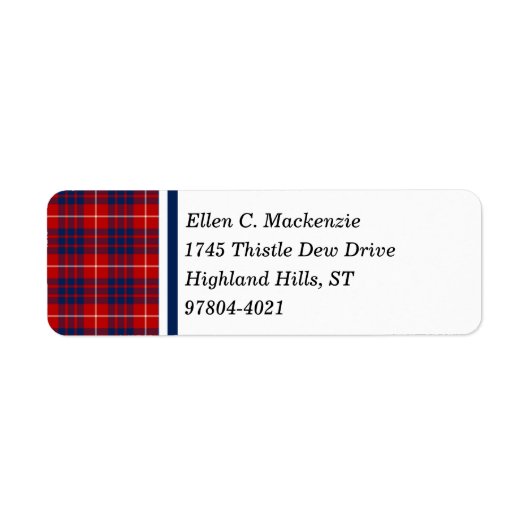 Clan Hamilton Red en Royal Blue Schotse Tartan Etiket (Voorkant)