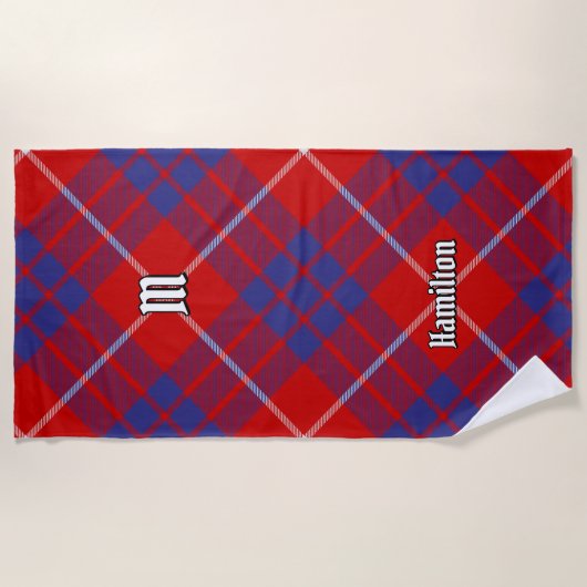 Clan Hamilton Red Tartan Beach Towel Strandlaken (Voorkant)
