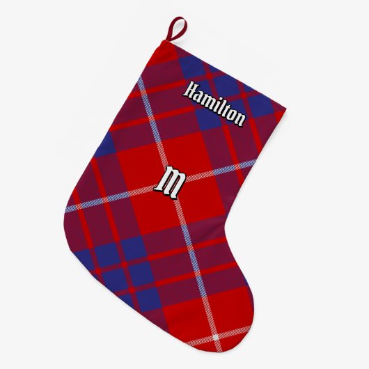 Clan Hamilton Red Tartan Kerstmis stoppen Grote Kerstsok (Voorkant (Hangend))