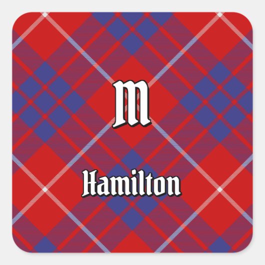 Clan Hamilton Red Tartan Square Sticker (Voorkant)