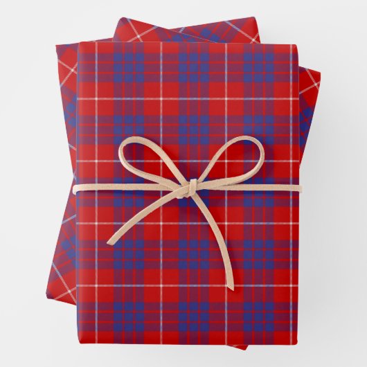 Clan Hamilton Red Tartan Wrapping Paper Sheets (In situ)