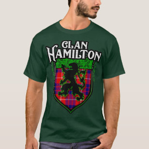 Clan Hamilton Surname Scottish Tartan Lion Crest T-shirt