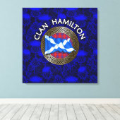 Clan Hamilton Tartan Knot & Flag Canvas Afdruk (Insitu (Houten vloer))