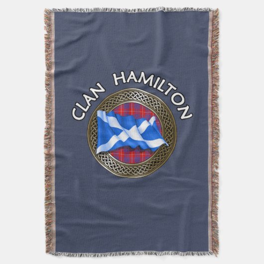 Clan Hamilton Tartan Knot & Flag Deken (Voorkant Verticaal)