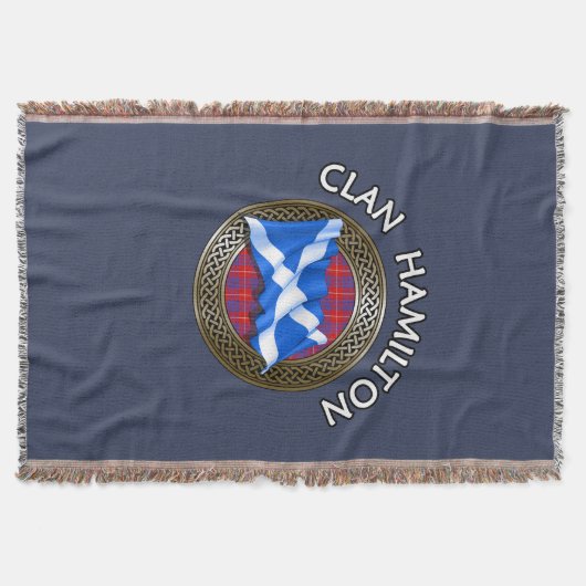 Clan Hamilton Tartan Knot & Flag Deken (Voorkant)