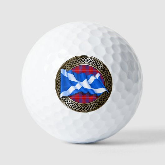 Clan Hamilton Tartan Knot & Flag Golfballen (Voorkant)