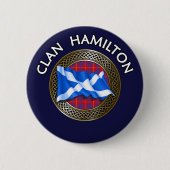 Clan Hamilton Tartan Knot & Flag Ronde Button 5,7 Cm (Voorkant)