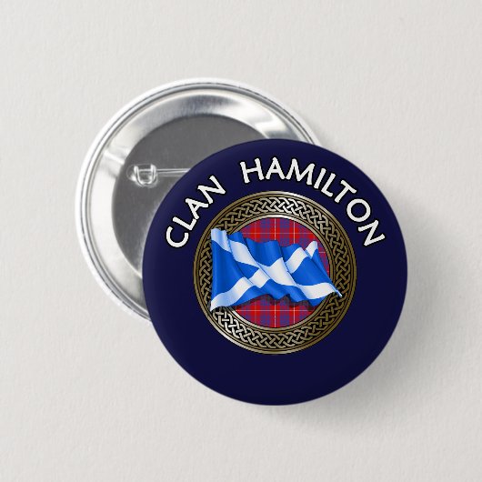 Clan Hamilton Tartan Knot & Flag Ronde Button 5,7 Cm (Voorkant /achterkant)