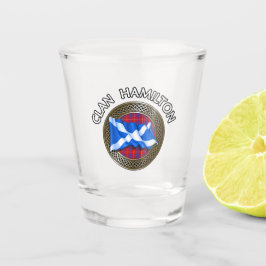 Clan Hamilton Tartan Knot & Flag Shot Glas