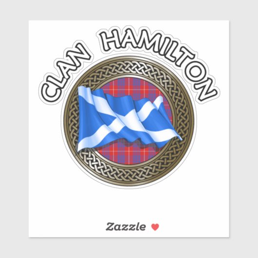 Clan Hamilton Tartan Knot & Flag Sticker (Vel)