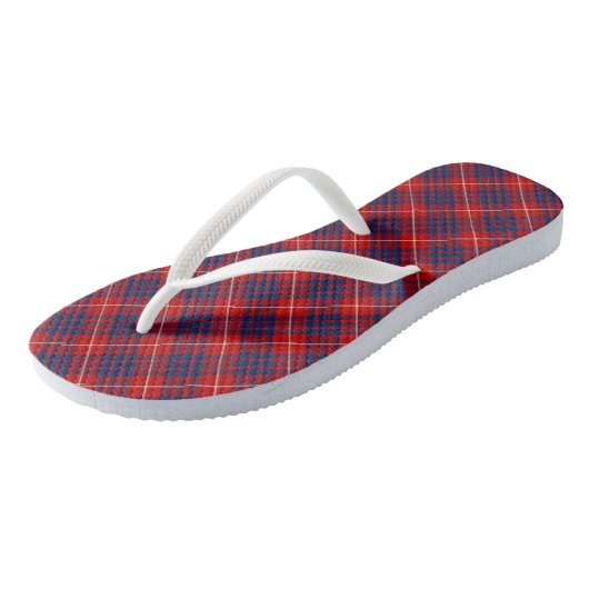 Clan Hamilton Tartan Rood en Blauw Plaid Teenslippers (Schuin)