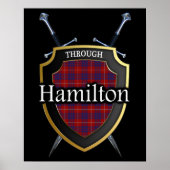 Clan Hamilton Tartan Scottish Shield & Swords Poster (Voorkant)