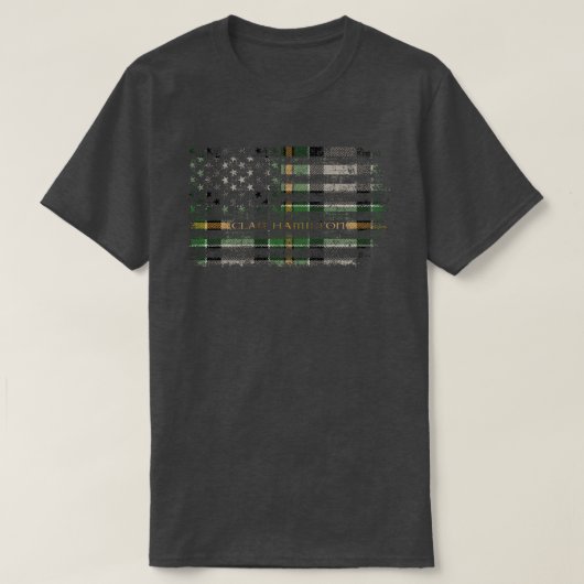 Clan Hamilton van Brandon Schotse tartan Amerikaan T-shirt (Design voorkant)