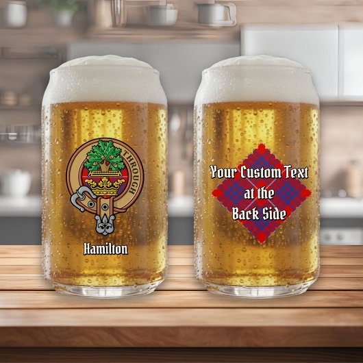 Clan Hamilton Wapen over Rode Tartan Blikvorm Glas