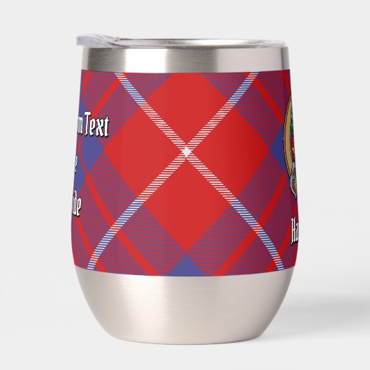 Clan Hamilton Wapenschild over Rode Tartan (Rechts)