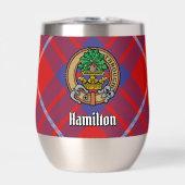 Clan Hamilton Wapenschild over Rode Tartan (Voorkant)