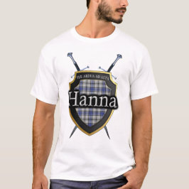 Clan Hanna Hannay Tartan Pset Shield & Swords T-shirt