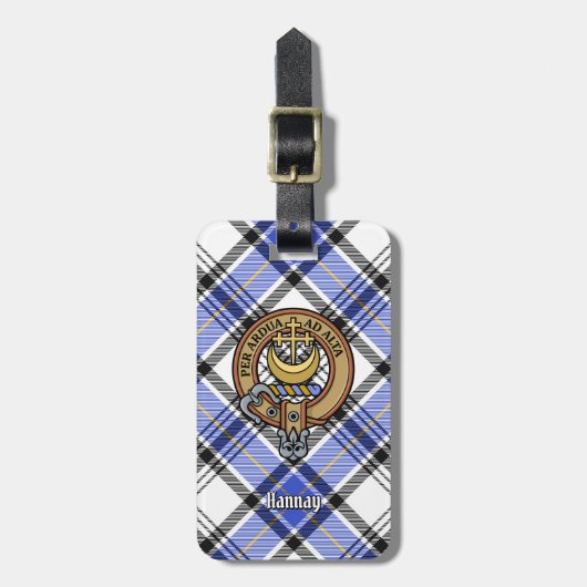 Clan Hannay Crest over Tartan Bagagelabel (Voorkant verticaal)