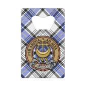 Clan Hannay Crest over Tartan Creditkaart Flessenopener (Voorkant)