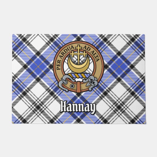Clan Hannay Crest over Tartan Deurmat (Voorkant)