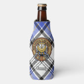 Clan Hannay Crest over Tartan Flesjeskoeler (Fles Voorkant)