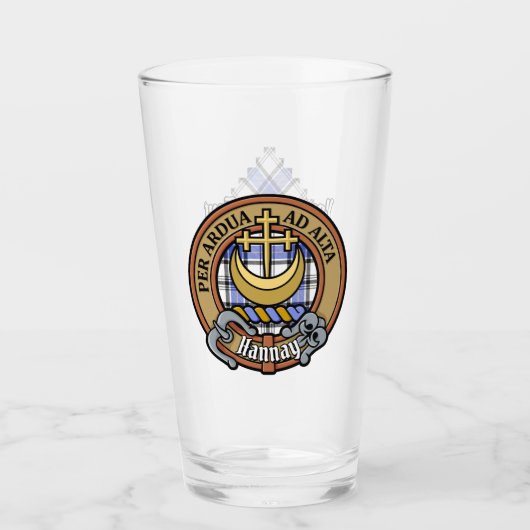 Clan Hannay Crest over Tartan Glas (Voorkant)