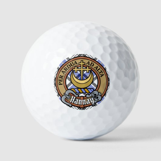 Clan Hannay Crest over Tartan Golfballen (Voorkant)