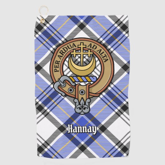 Clan Hannay Crest over Tartan Golfhanddoek (Voorkant)