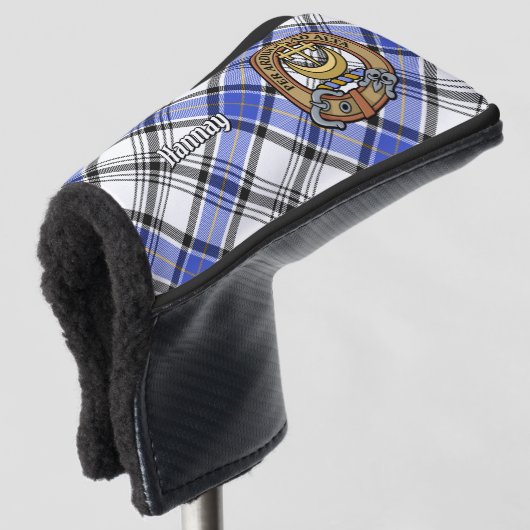 Clan Hannay Crest over Tartan Golfheadcover (3/4 voorkant)