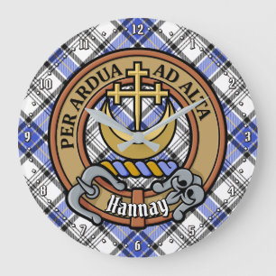 Clan Hannay Crest over Tartan Grote Klok