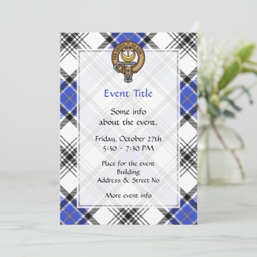 Clan Hannay Crest over Tartan Kaart (Staand voorkant)