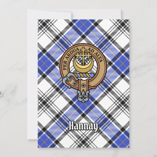Clan Hannay Crest over Tartan Kaart (Achterkant)