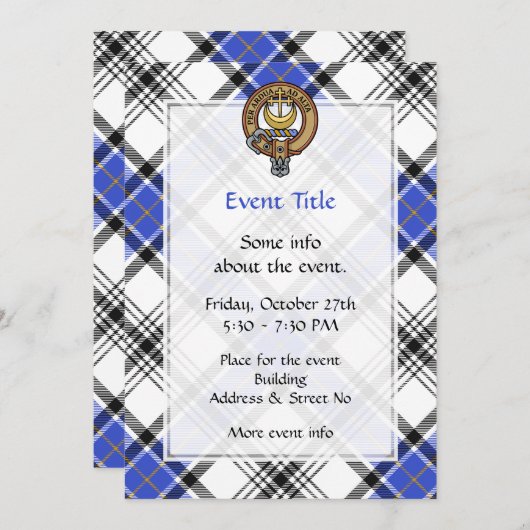 Clan Hannay Crest over Tartan Kaart (Voorkant / Achterkant)