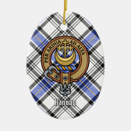 Clan Hannay Crest over Tartan Keramisch Ornament