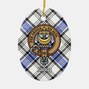 Clan Hannay Crest over Tartan Keramisch Ornament