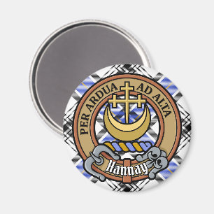 Clan Hannay Crest over Tartan Magneet