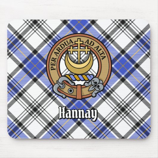 Clan Hannay Crest over Tartan Muismat (Voorkant)