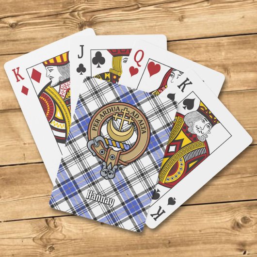 Clan Hannay Crest over Tartan Pokerkaarten