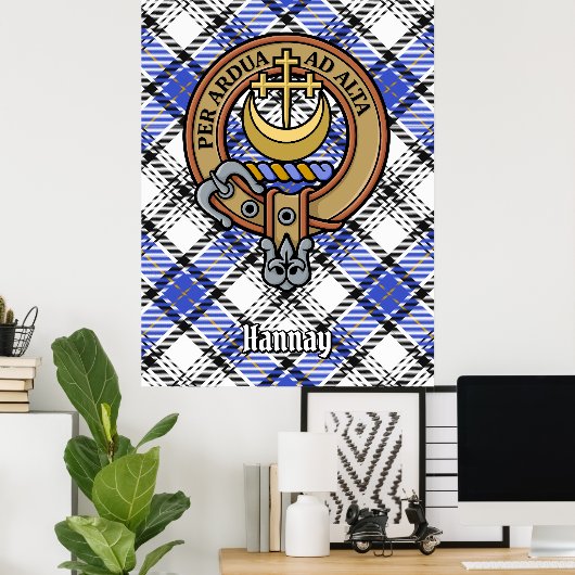 Clan Hannay Crest over Tartan Poster (Thuiskantoor)