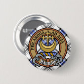 Clan Hannay Crest over Tartan Ronde Button 5,7 Cm (Voorkant /achterkant)