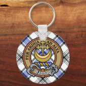 Clan Hannay Crest over Tartan Sleutelhanger (Voorkant)