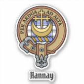 Clan Hannay Crest over Tartan Sticker (Voorkant)