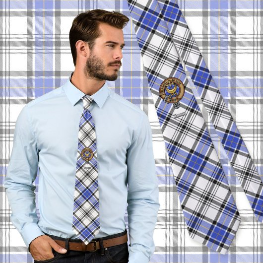 Clan Hannay Crest over Tartan Stropdas