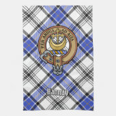Clan Hannay Crest over Tartan Theedoek (Verticaal)