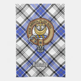 Clan Hannay Crest over Tartan Theedoek