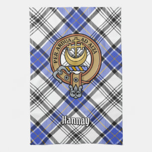 Clan Hannay Crest over Tartan Theedoek