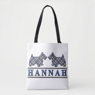 Clan Hannay Hannah Scottie Dogs Tartan Pset Tote Bag