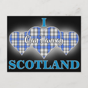 Clan Hannay I Love Scotland Tartan Heart Briefkaart