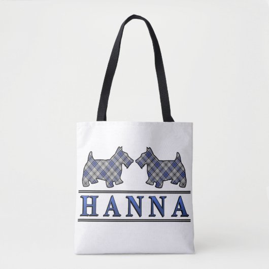 Clan Hannay Scottie Dogs Tartan Plaid Tote Bag (Voorkant)